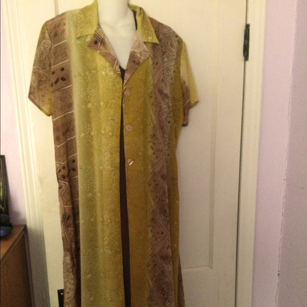 Two piece coat dress Gold,brown, tan size 16